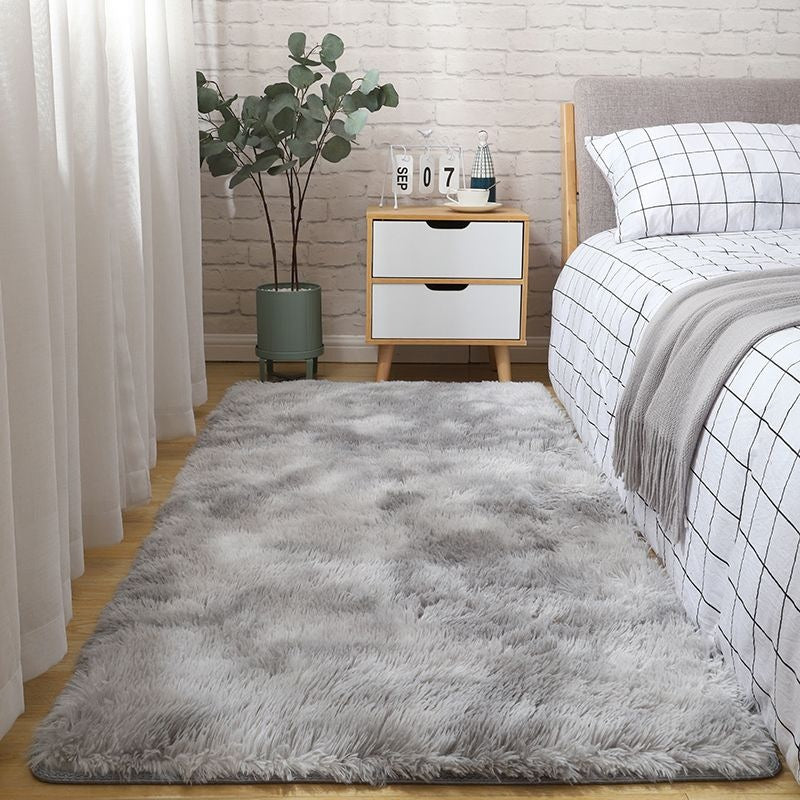 Solid color silk-wool carpet for bedroom bedside or living room floor by My Store