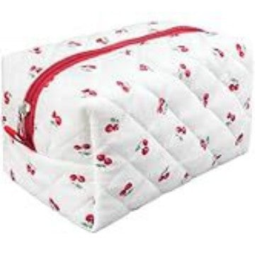 Floral home storage cosmetic bag with a patterned design and zippered closure