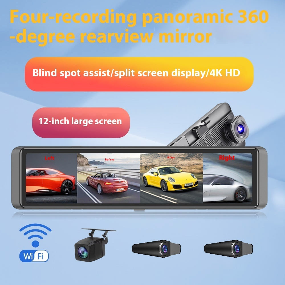 360 degree blind zone warning HD car DVR dashboard camera with wide-angle view
