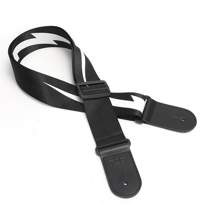 Genuine leather electric guitar strap for acoustic guitars, black adjustable design