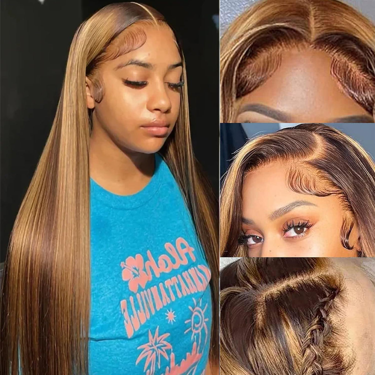 Teveshine Highlighted Ombre Human Hair Lace Wig 26inch