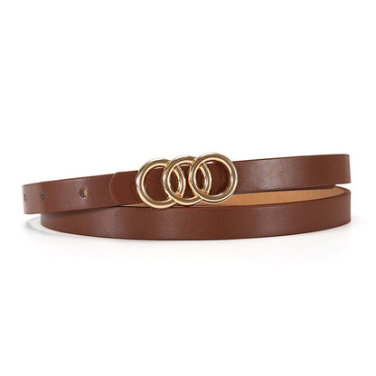 Women's Belt White Three-circle Simple All-matching Jeans