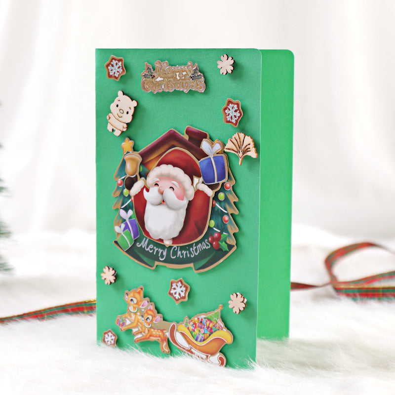 Cute cartoon Christmas DIY greeting card with creative handmade message design by My Store