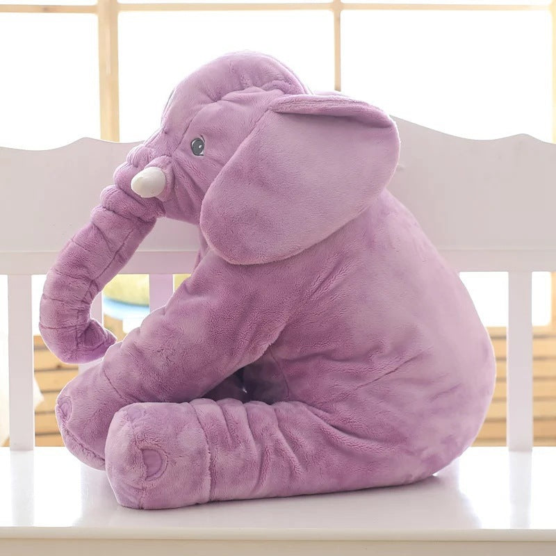 Soft comfort elephant plush toy with leather shell, designed as a baby sleep pillow; My Store brand
