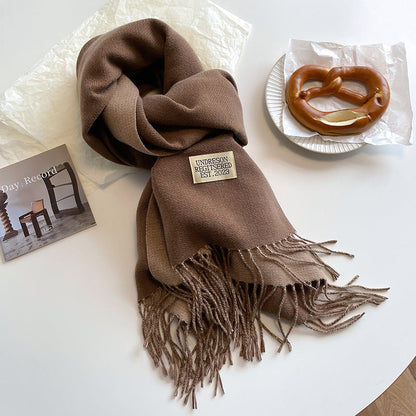 Double-sided artificial cashmere scarf for women, soft winter warm couple design