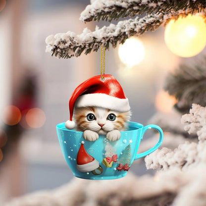 Christmas tree acrylic flat pendant decoration with festive holiday design