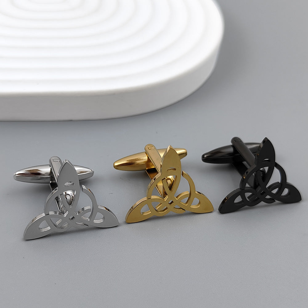 Geometric triangle symmetrical hollow men's suit cufflinks in a sleek metal design