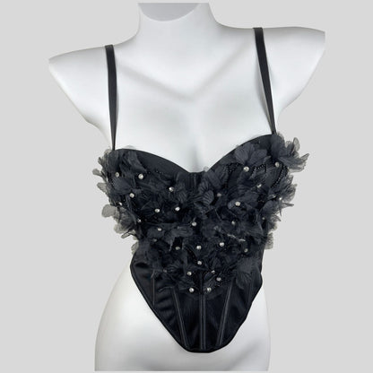Heavy-duty rhinestone-embellished mesh floral shapewear corset by My Store