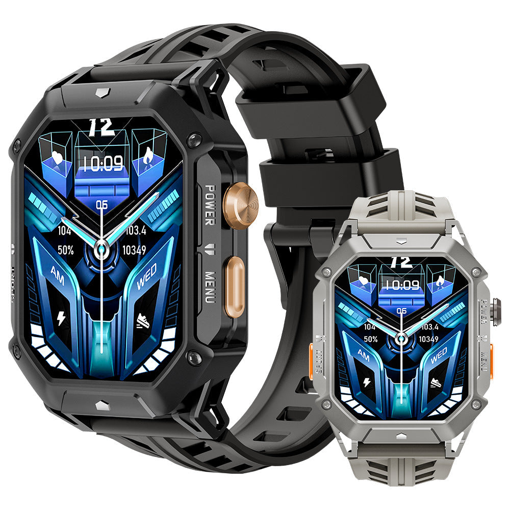 Smart watch with Bluetooth calling, voice assistant, gas detection, compass, and sports tracking features