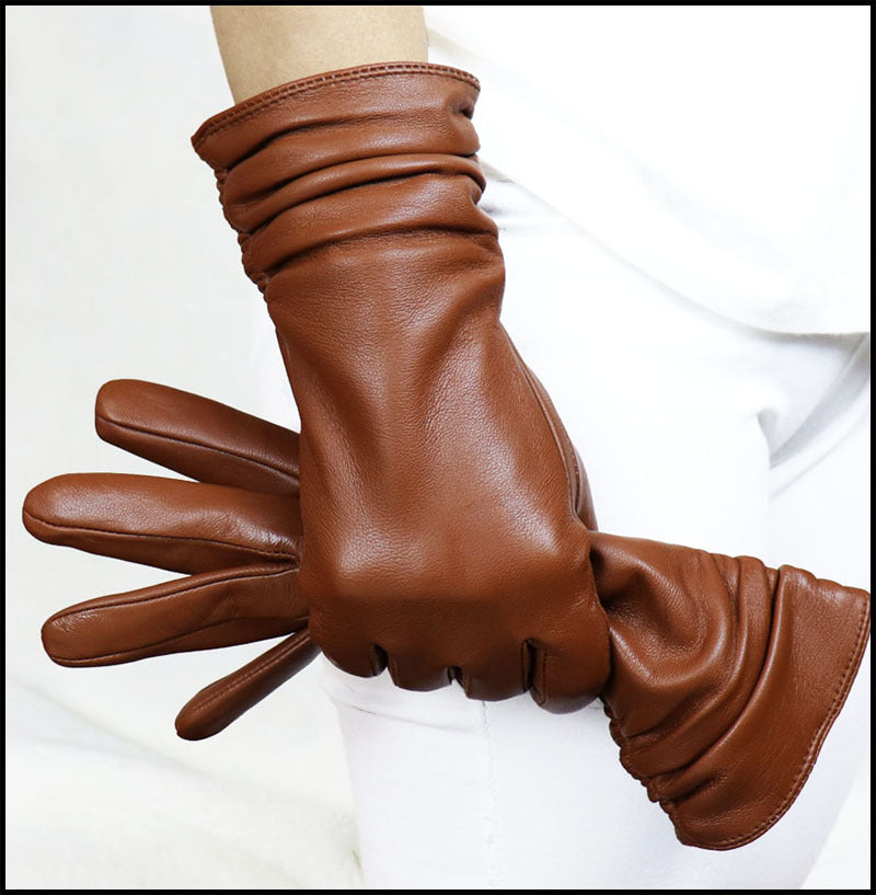 Women's high-end sheepskin leather gloves with extended cuffs Myers Store