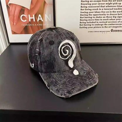 Men's washed-and-distressed baseball cap in a casual, worn-in style
