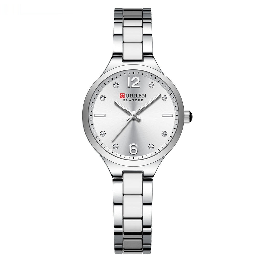 Simple small dial waterproof quartz women's watch with a minimalist face and durable wristband
