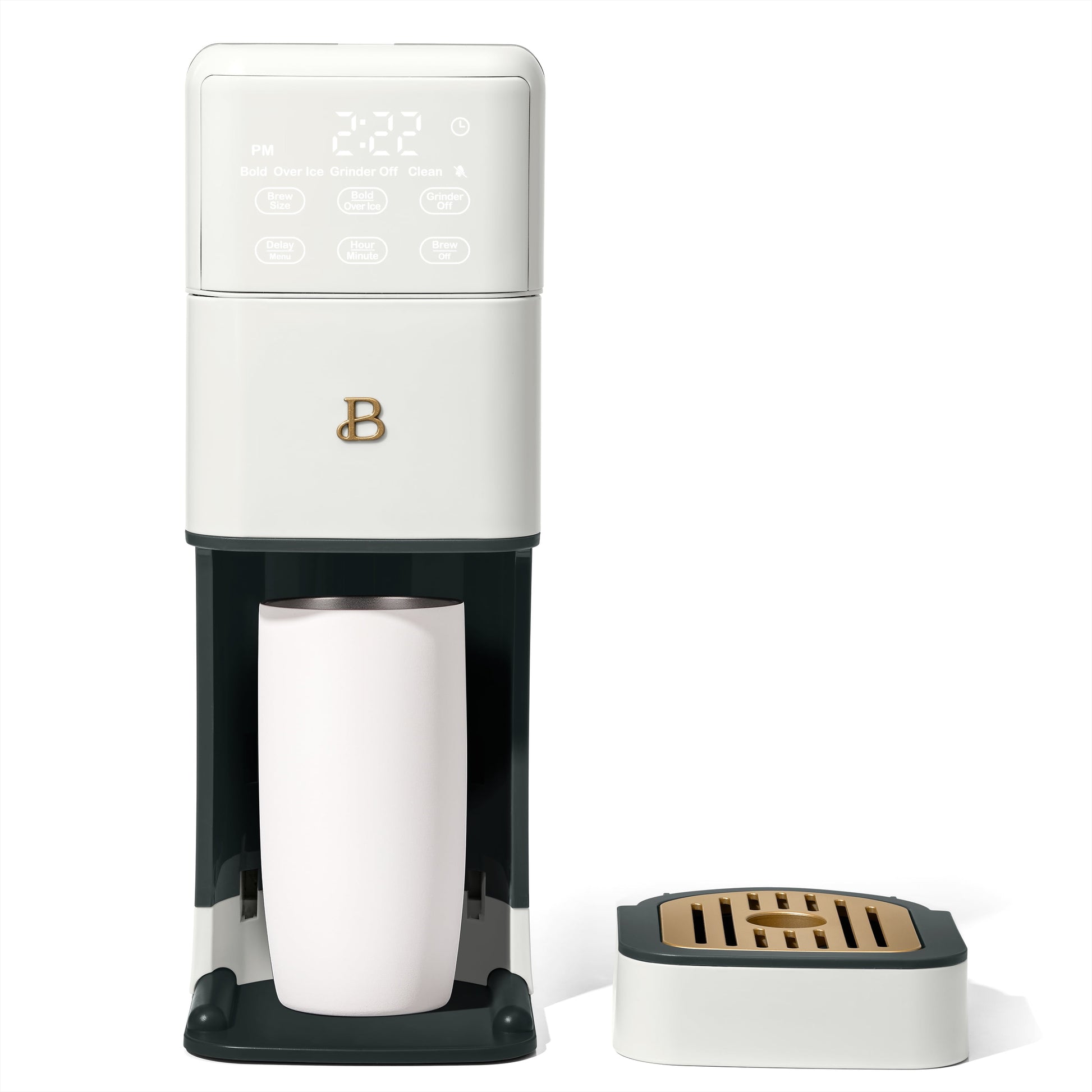 Beautiful Perfect Grind™ Programmable Single Serve Coffee Maker with Build-In Grinder, White Icing by Drew Barrymore