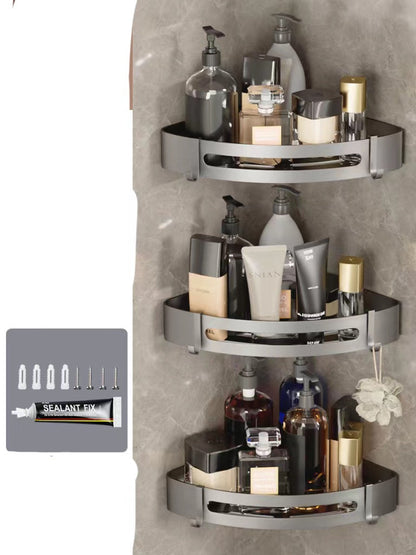 Triangle perforated bathroom wall shelf, simple hanging storage rack by My Store