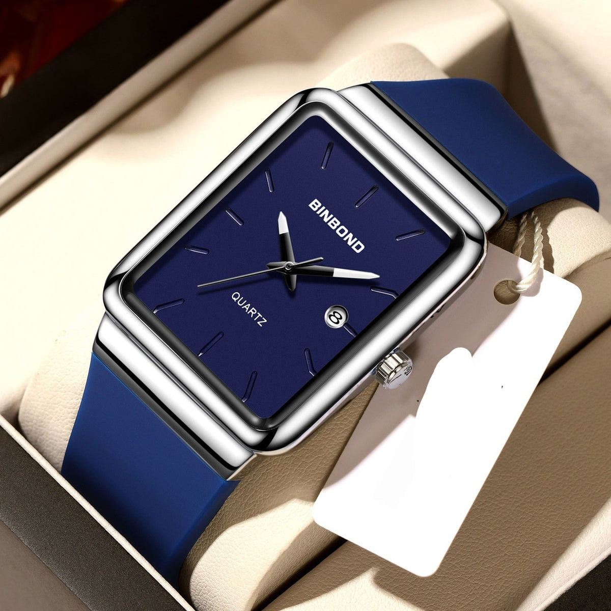 Sleek stylish waterproof men's watch with a modern design and durable wristband