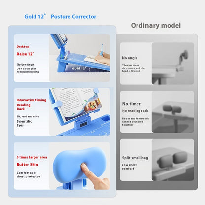 Desktop sitting writing correction device for primary school students, designed to support proper posture and vision protection