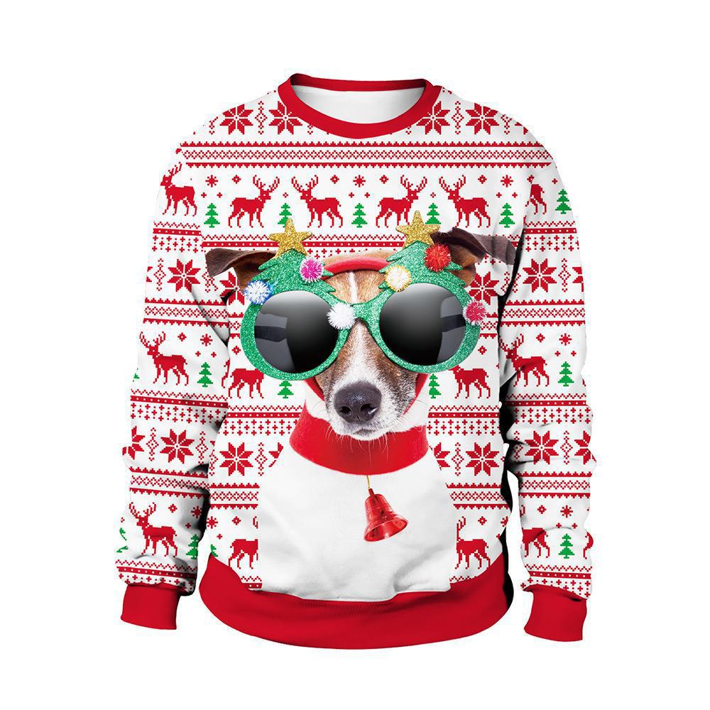 Christmas printed round neck sweater for men and women, festive holiday design