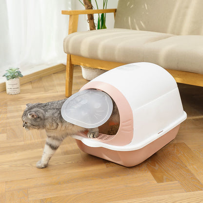 Elevated semi-closed litter suction deodorant cat toilet with flip cover by My Store