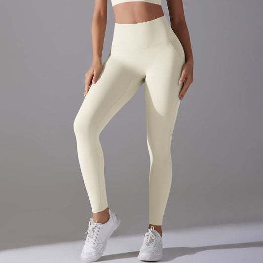 High-waist hip-lift nude-feel hot pants yoga pants for women, shown in a sleek fitted design