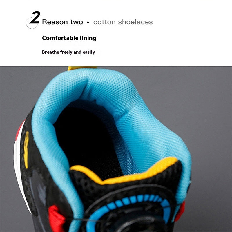 Cushion basketball rotating button running shoes with sporty design and cushioned sole