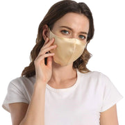 ROSEWARD 100% Silk Gold Face Mask for Women Adjustable Cooling with Filter Pocket-Gold