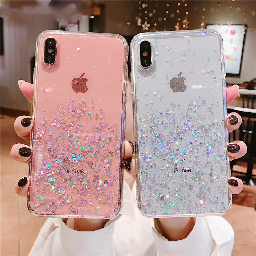 iPhone X Max Creative Transparent TPU Glitter Case