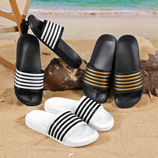 Summer non-slip wear-resistant casual slide sandals in a simple design.