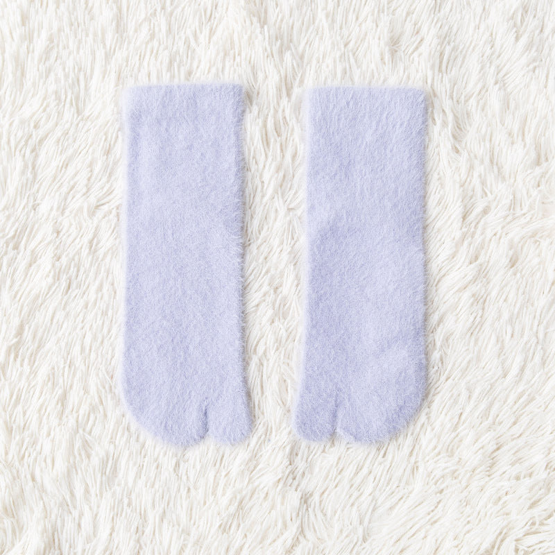 Women's fleece-lined thermal winter toe socks, mid-calf thick warm design by My Store