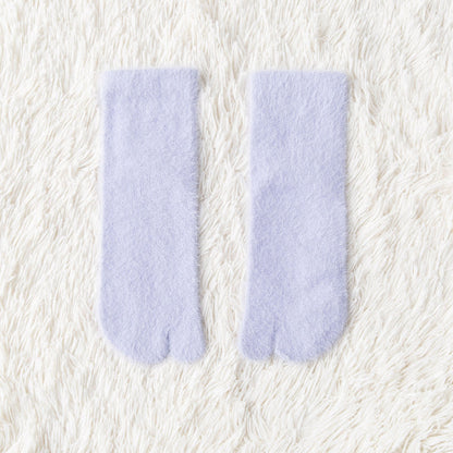 Women's fleece-lined thermal winter toe socks, mid-calf thick warm design by My Store
