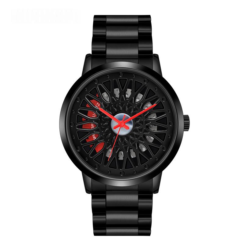 Hollowed-out wheel watch with waterproof steel band in a business style for teenagers
