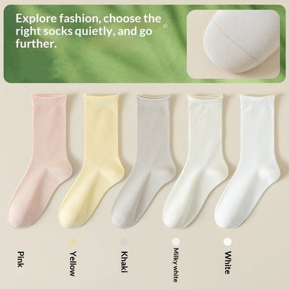 Springsummer women's mid-calf silk socks in a soft, lightweight design
