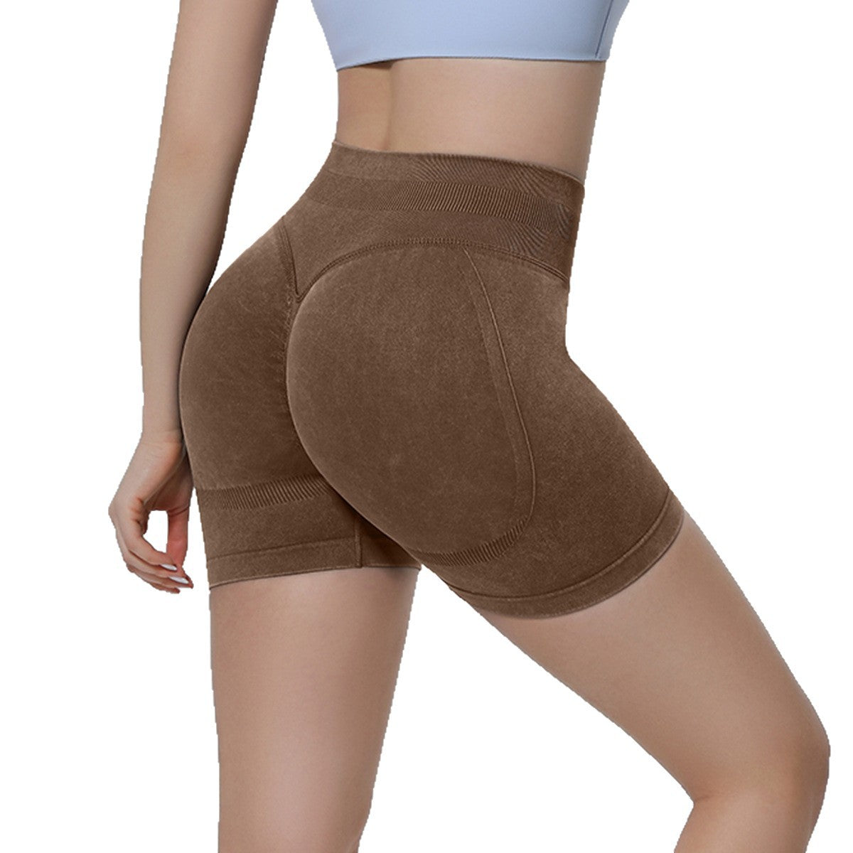 Seamless knitted sand-washed yoga shorts in a smooth, flexible design
