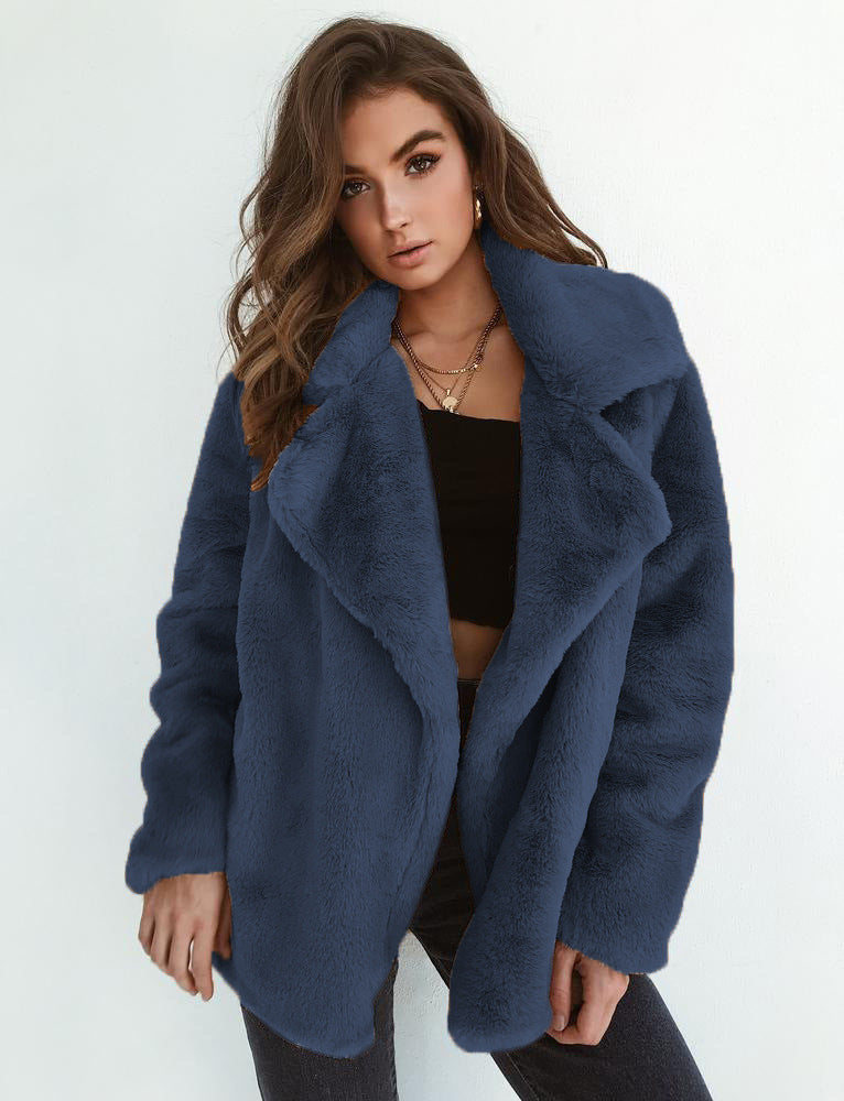 Chic Plush-Collar Winter Coat