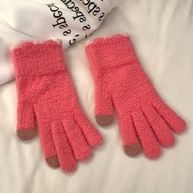 Fingerless knitted winter gloves with touchscreen fingertips, warm windproof design