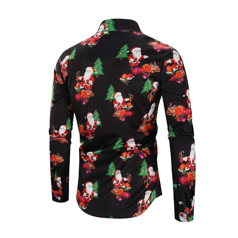 Men's Christmas shirt with festive holiday design, front view