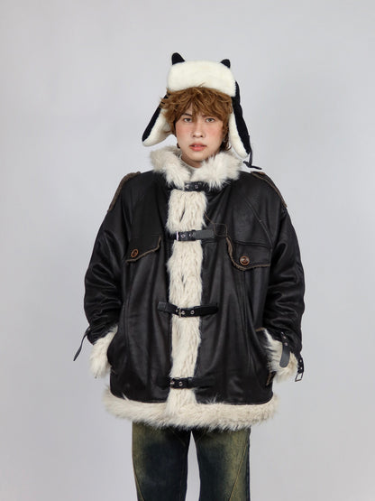 Retro lamb fur coat for women, featuring a plush texture and classic silhouette