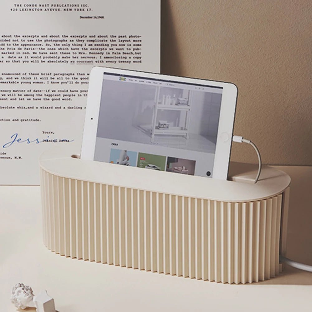 Cable Tidy Box Cable Management Box Large Capacity Desktop Cord Organizer with Lid Cable Organizer Box for Hiding Messy Cables - BACKUPMYFILESNOW.COM®