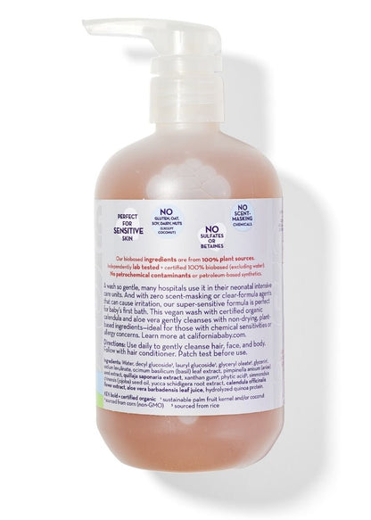 California Baby No Fragrance Super Sensitive Shampoo and Bodywash in 8.5oz bottle, gentle for sensitive skin and free from fragrances.