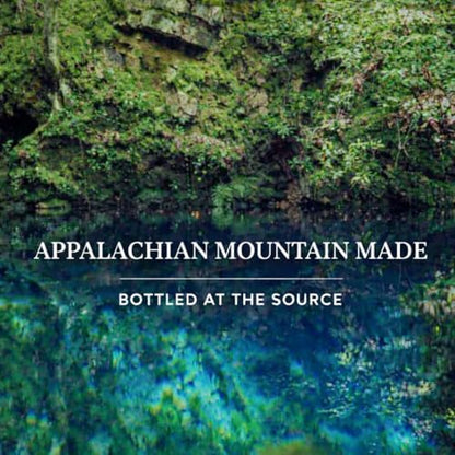 Callaway Blue Mountain Springwater bottles showing clear water in a 12-pack, natural Georgia mountain source, low mineral content.