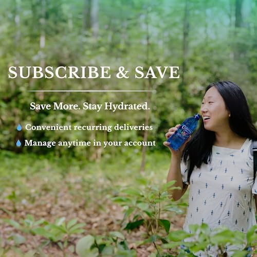 Callaway Blue Mountain Springwater bottles, natural Georgia mountain water, 24-pack, clear bottles with blue labels, stored for drinking.