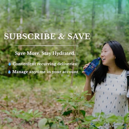 Callaway Blue Mountain Springwater bottles, natural Georgia mountain water, 24-pack, clear bottles with blue labels, stored for drinking.