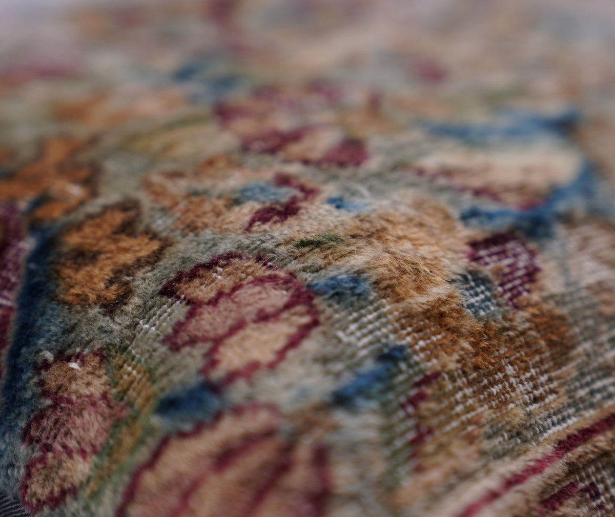 Canvello Handmade Kerman Rug antique throw pillow, 18x18 inches with intricate Persian-inspired design and rich colors.