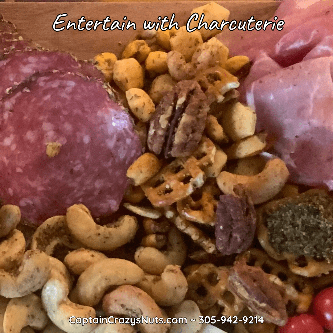 Roasted cashews with Matanzas Datil Pepper flavor from Captain Crazy's Nuts and Fine Snacks, shown in a close-up image.