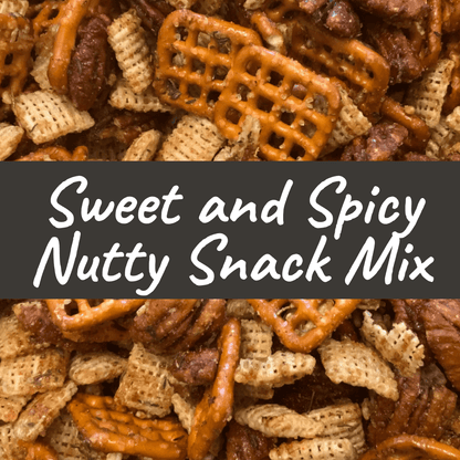 Captain Crazy's Sweet & Spicy Nutty Snack Mix in a bowl, showcasing bold, crunchy, heat-infused snack mix with mixed nuts.