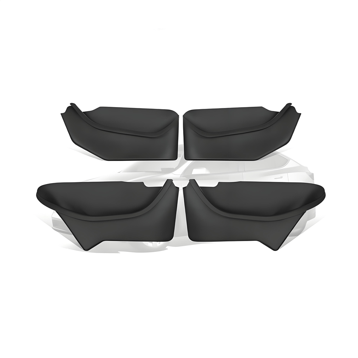 Four Tesery Model Y Juniper door pocket liners, car door side storage boxes for Tesla Model Y interior organization.