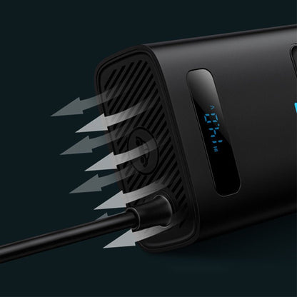 Tesla Model 3/Y 150W car power inverter with EU outlets, LCD display, and smart cooling for digital accessories.