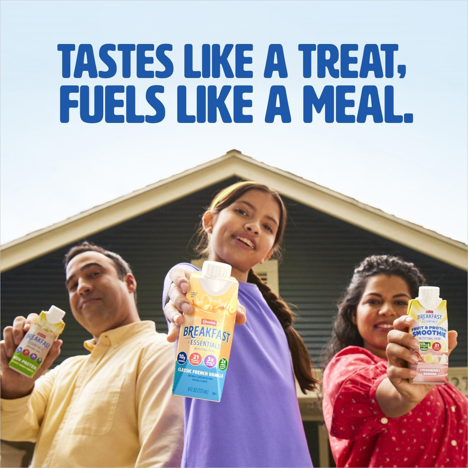 Carnation Breakfast Essentials Original Nutritional Drink, New Caramel Flavor, Ready-to-Drink, 10g Protein, Vitamins D & C, Key Nutrients for Immune Support, Gluten Free, Kosher, 8 FL OZ (24 Pack).