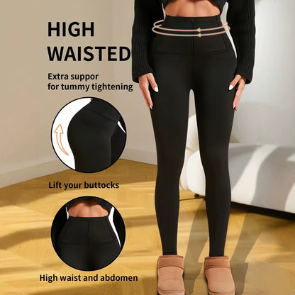 Women's zip-front tummy-control shark pants by My Store on a model