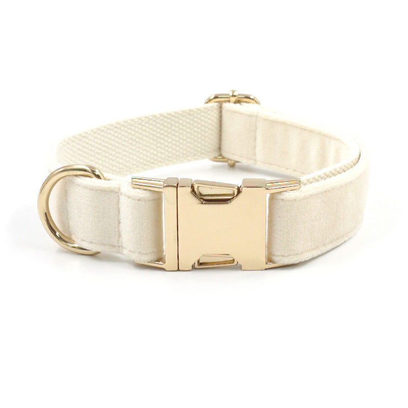 Cream tufted dog collar with gold buckle by My Store