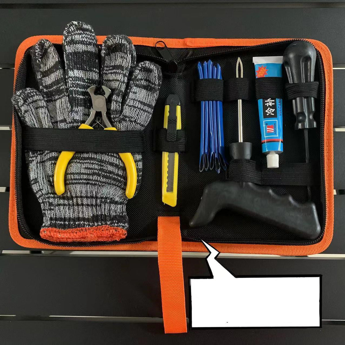 Top Brake motorcycle travel tire repair kit with compact tools and puncture repair accessories